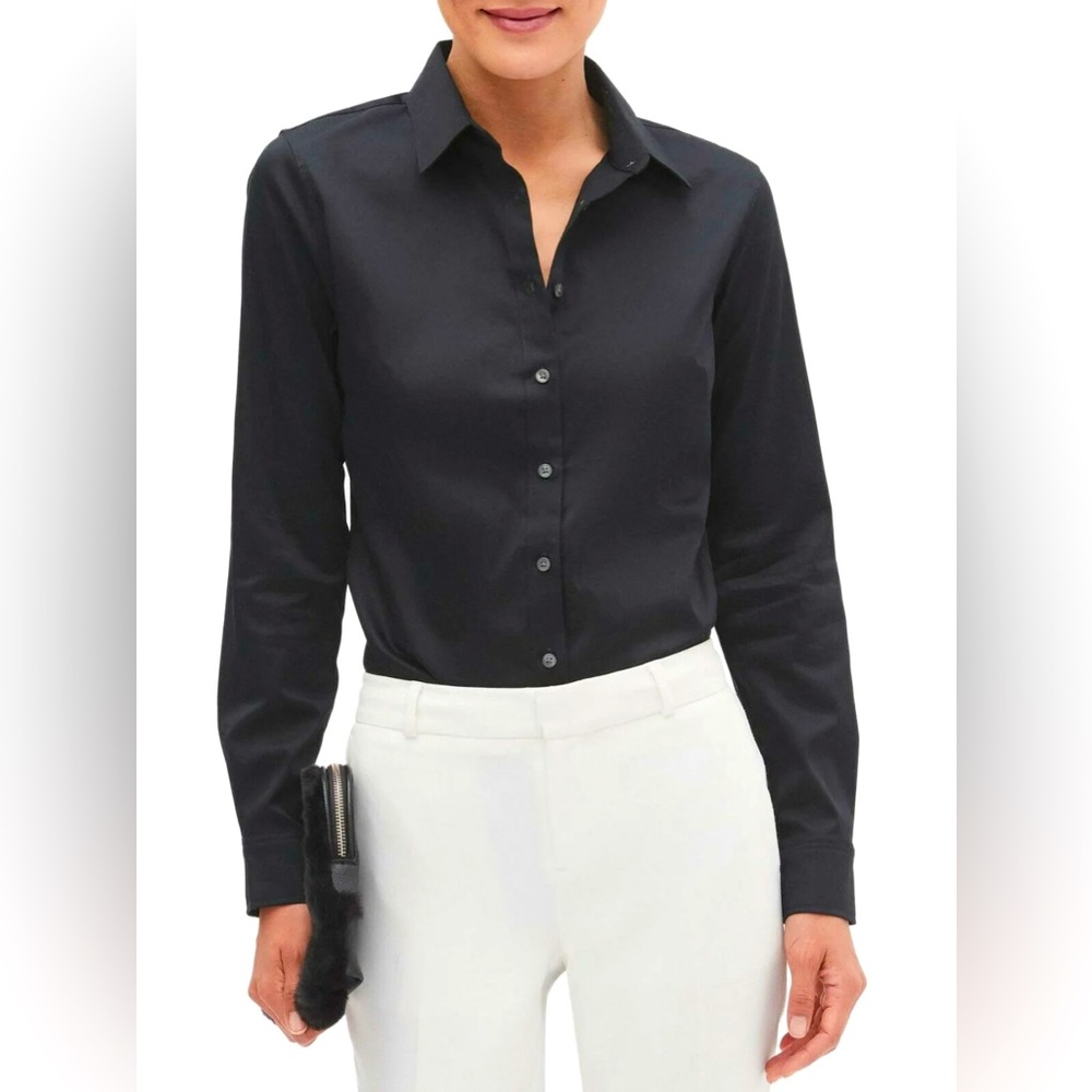 Banana Republic 10 P black tailored fit non iron shirt long sleeve M